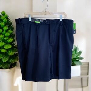 IZOD Golf Shorts ComfortFlex Waistband Pleated Front Navy Blue‎ Size 40 nwt